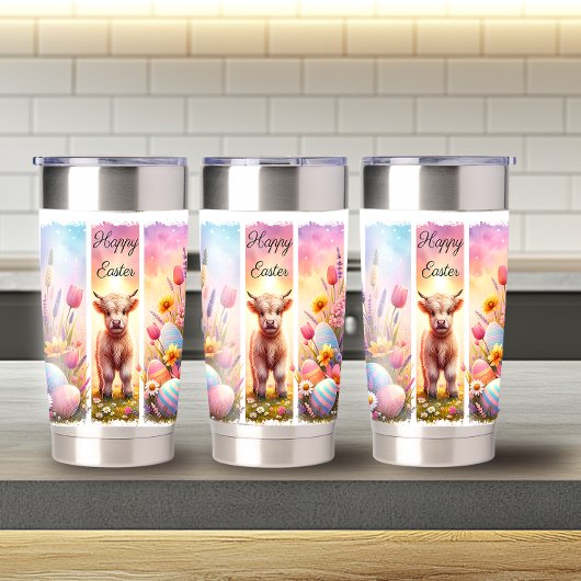 よくはしゃぐブラッシュストロークイースターハイランドカウズ20oz 保温保冷タンブラー