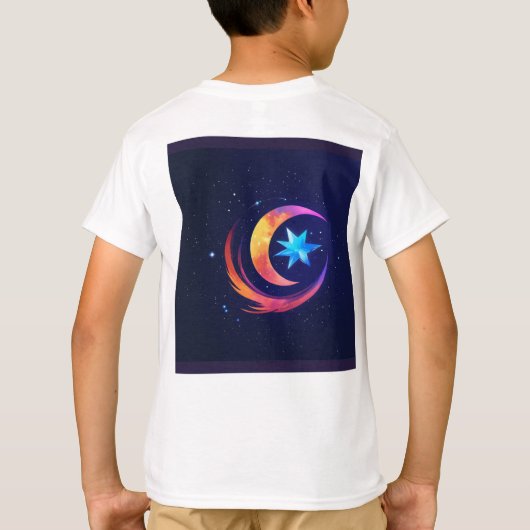 「よくはしゃぐプリント：男スタイリッシュの子のTシャツコレクション Tシャツ (裏面)