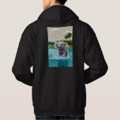 よくはしゃぐベビーゾウ散布水デザイン パーカ (裏面)