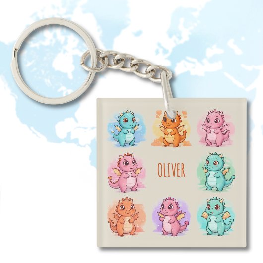 よくはしゃぐベビードラゴンパーソナライズされた キーホルダー