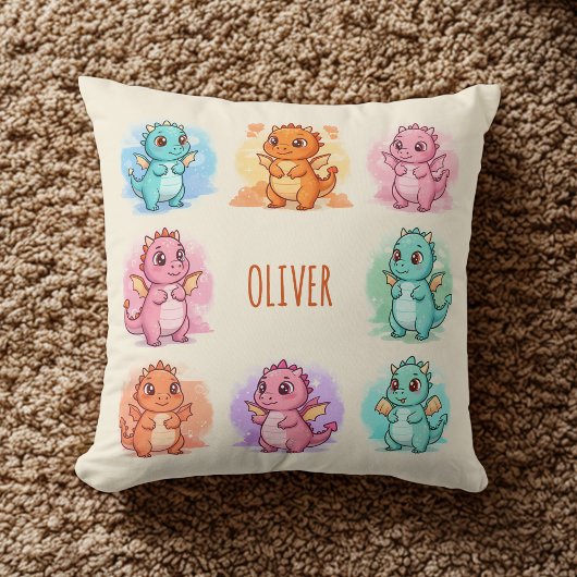 よくはしゃぐベビードラゴンパーソナライズされた クッション