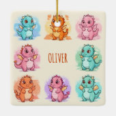 よくはしゃぐベビードラゴンパーソナライズされた セラミックオーナメント (裏面)