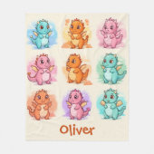 よくはしゃぐベビードラゴンパーソナライズされた フリースブランケット (正面)