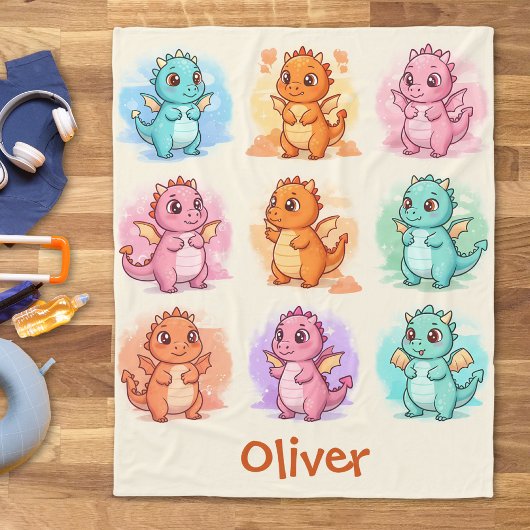 よくはしゃぐベビードラゴンパーソナライズされた フリースブランケット