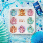 よくはしゃぐベビードラゴンパーソナライズされた ペーパープレート (パーティー)