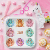 よくはしゃぐベビードラゴンパーソナライズされた ペーパープレート (パーティー)