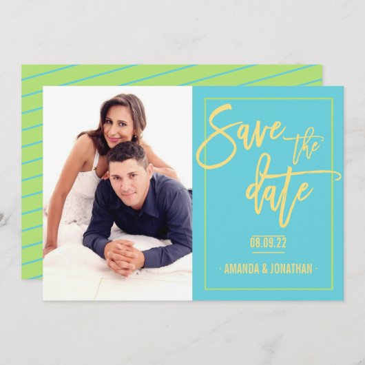 よくはしゃぐライム、黄、青結婚の日救付 セーブザデート (正面/裏面)