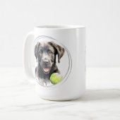よくはしゃぐラブラドールリトリバー水の色の子犬 コーヒーマグカップ (正面左)