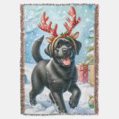 よくはしゃぐラブラドールレトリエバードッグクリスマスパピー スローブランケット (正面縦)