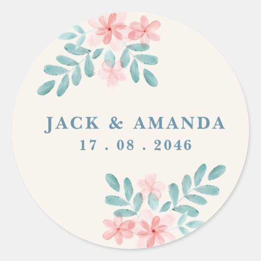 よくはしゃぐレトロピンク結婚式用シール ラウンドシール (正面)