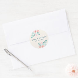 よくはしゃぐレトロピンク結婚式用シール ラウンドシール