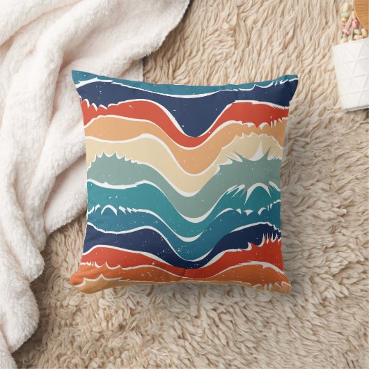 よくはしゃぐレトロレインボーストライプズ製カスタム品用 クッション (ブランケット)