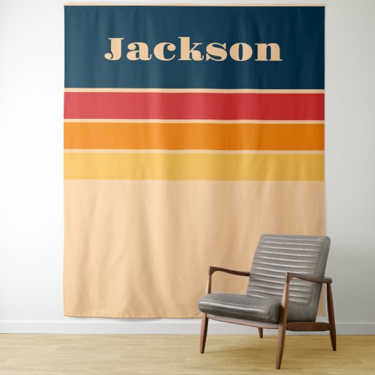 よくはしゃぐレトロレインボーストライプズ製カスタム品用 タペストリー (インサイチュ)