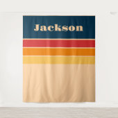 よくはしゃぐレトロレインボーストライプズ製カスタム品用 タペストリー (正面)