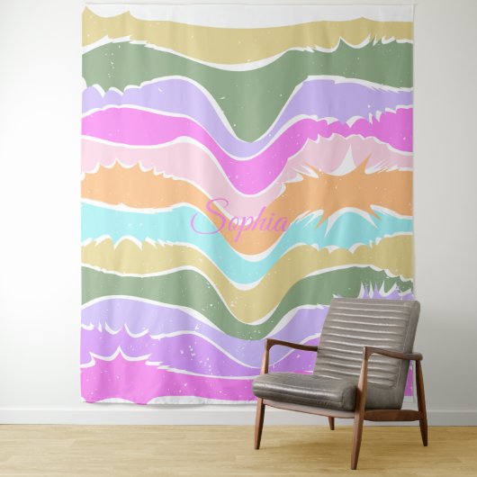 よくはしゃぐレトロレインボーストライプズ製カスタム品用 タペストリー (インサイチュ)