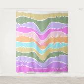 よくはしゃぐレトロレインボーストライプズ製カスタム品用 タペストリー (正面)