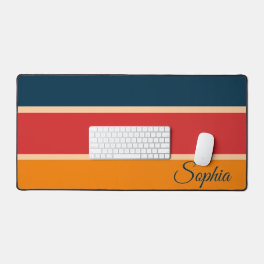 よくはしゃぐレトロレインボーストライプズ製カスタム品用 デスクマット (キーボード&マウス)