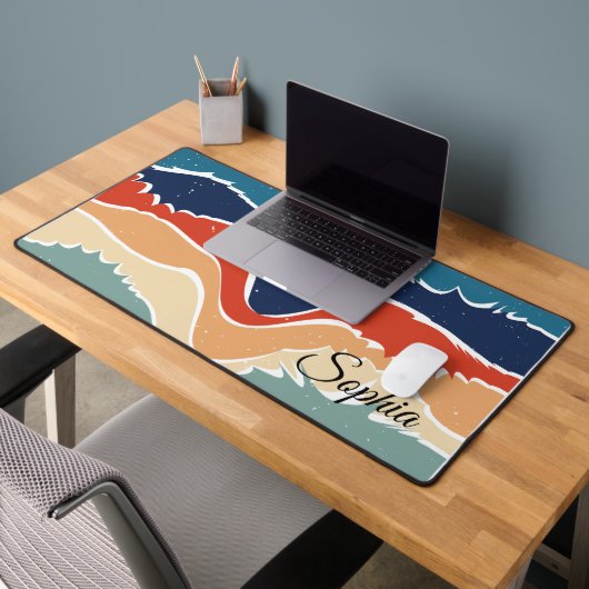 よくはしゃぐレトロレインボーストライプズ製カスタム品用 デスクマット (オフィス2)