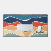 よくはしゃぐレトロレインボーストライプズ製カスタム品用 デスクマット (キーボード&マウス)