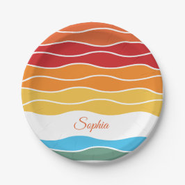 よくはしゃぐレトロレインボーストライプズ製カスタム品用 ペーパープレート