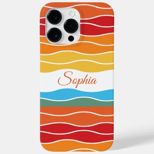 よくはしゃぐレトロレインボーストライプズ製カスタム品用 Case-Mate iPhoneケース (裏面)