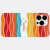 よくはしゃぐレトロレインボーストライプズ製カスタム品用 Case-Mate iPhoneケース (裏面 (横))