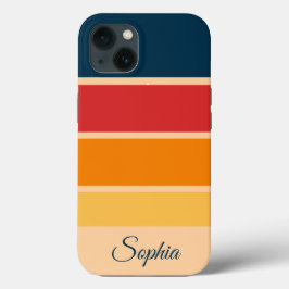よくはしゃぐレトロレインボーストライプズ製カスタム品用 iPhone 13ケース