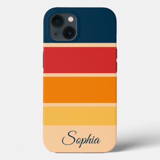 よくはしゃぐレトロレインボーストライプズ製カスタム品用 Case-Mate iPhoneケース (裏面)