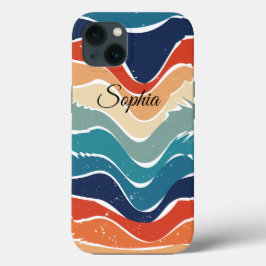 よくはしゃぐレトロレインボーストライプズ製カスタム品用 iPhone 13ケース