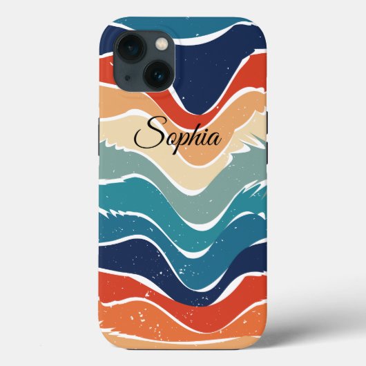 よくはしゃぐレトロレインボーストライプズ製カスタム品用 Case-Mate iPhoneケース (裏面)