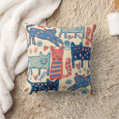 よくはしゃぐレトロ猫 クッション (ブランケット)