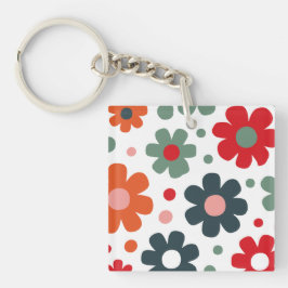 よくはしゃぐレトロ花柄 キーホルダー