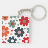 よくはしゃぐレトロ花柄 キーホルダー (裏面)