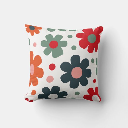 よくはしゃぐレトロ花柄 クッション (正面)