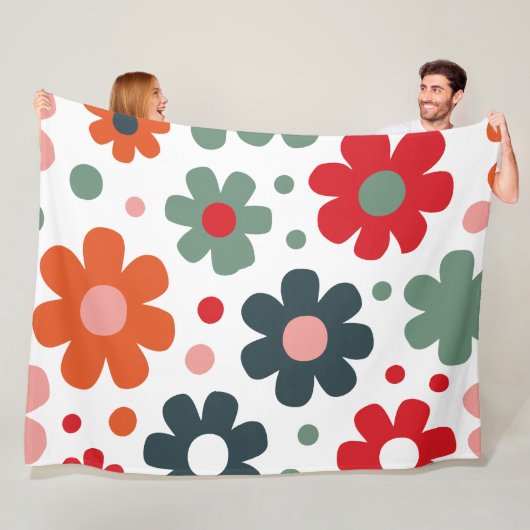 よくはしゃぐレトロ花柄 フリースブランケット (インサイチュ)