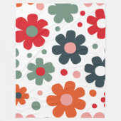 よくはしゃぐレトロ花柄 フリースブランケット (正面)