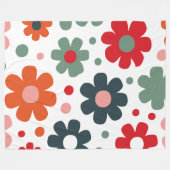 よくはしゃぐレトロ花柄 フリースブランケット (正面(横))