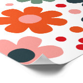 よくはしゃぐレトロ花柄 ポスター (角)