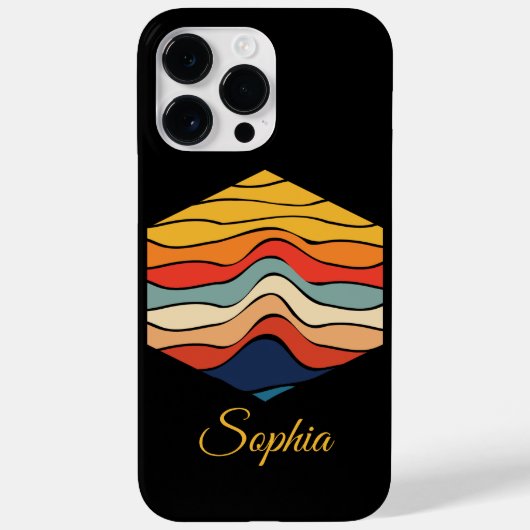 よくはしゃぐレトロ製ストライプ品C用のカスタムレインボー Case-Mate iPhoneケース (裏面)