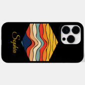 よくはしゃぐレトロ製ストライプ品C用のカスタムレインボー Case-Mate iPhoneケース (裏面 (横))