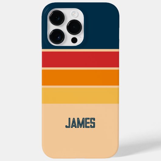 よくはしゃぐレトロ製ストライプ品C用のカスタムレインボー Case-Mate iPhoneケース (裏面)