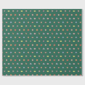 よくはしゃぐワンダーランドパターンダークグリーン ラッピングペーパー (フラット)