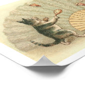 よくはしゃぐヴィンテージ猫ちゃん ポスター (角)