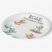 よくはしゃぐ可愛い恐竜パーソナライズされた ペーパープレート (アングル)