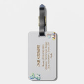 よくはしゃぐ可愛い恐竜パーソナライズされた ラゲッジタグ (裏面縦)