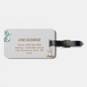 よくはしゃぐ可愛い恐竜パーソナライズされた ラゲッジタグ (裏面横)