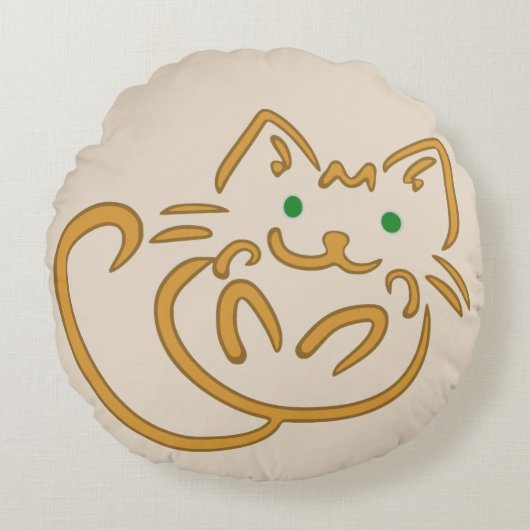 よくはしゃぐ子猫 ラウンドクッション (正面)