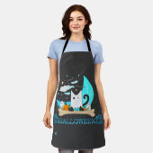 よくはしゃぐ幽霊キャットハントハロウィーンナイト エプロン (着用した状態)