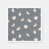 よくはしゃぐ幽霊ハロウィーンパターン スタンダードカクテルナプキン (正面)