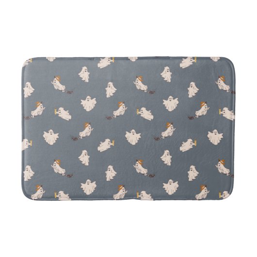 よくはしゃぐ幽霊ハロウィーンパターン バスマット (正面)